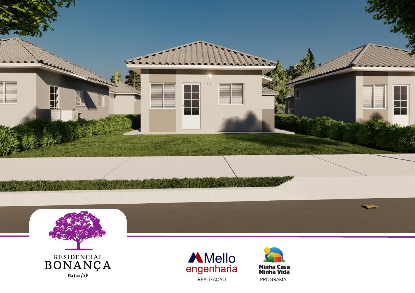 Fachada das casas do Residencial Bonança